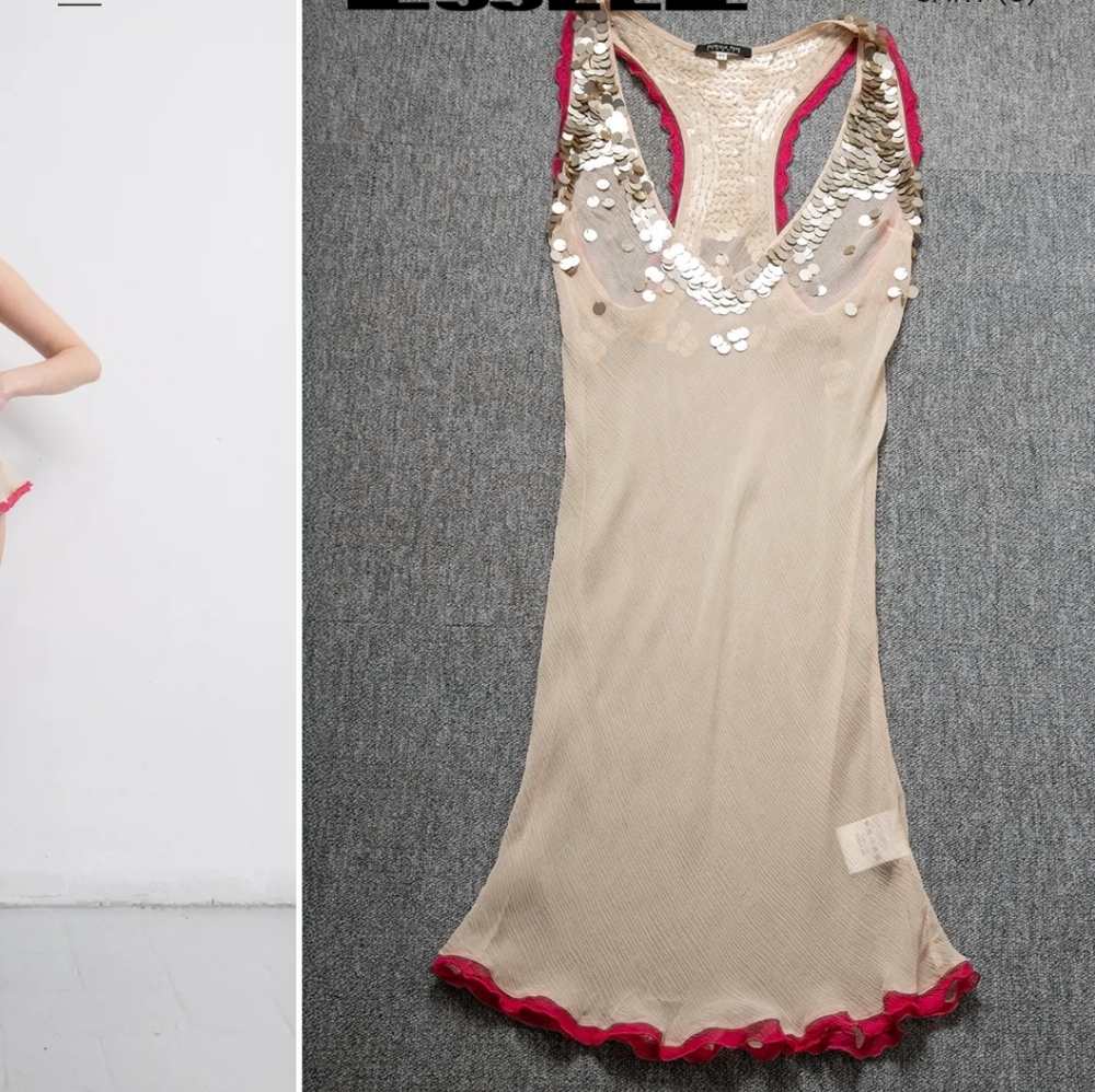 ISO!!!! Patrizia Pepe Beige Silk Dress with Red Trim
